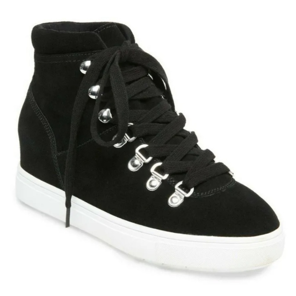Steven By Steve Madden Women's Kiarah Lace-Up Sneaker Size 7.5 Black Suede